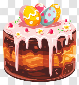 Easter Day Cake - Easter Cake With Colorful Eggs Transparent PNG