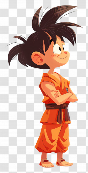 Goku - Cartoon Boy In Traditional Orange Outfit Illustration Transparent PNG