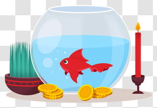 Goldfish Bowl - Decorative Fish Bowl With Goldfish And Candles Transparent PNG