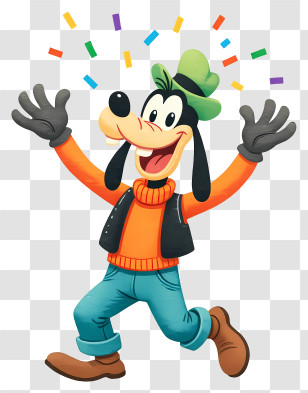 Goofy Happy New Year - Goofy Celebrating With Confetti Transparent PNG