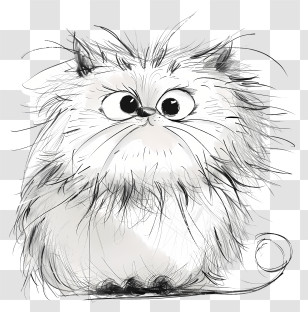Hairball Awareness Day - Sketch Of A Cute Fluffy Cat Transparent PNG