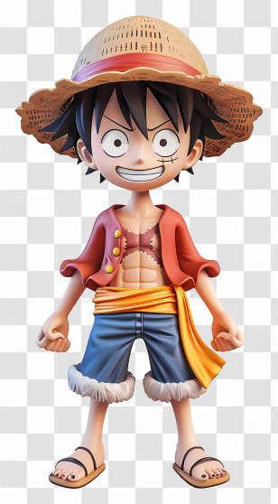 Luffy Action Figure - Cartoon Character With Straw Hat Transparent PNG