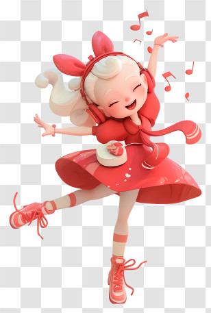 Anime Girl Dance Move - Dancing Girl In Red Dress Transparent PNG