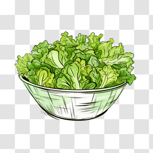 Salad - Fresh Green Lettuce In A Bowl Illustration Transparent PNG