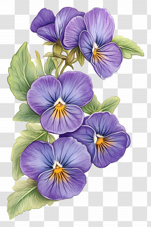 Viola Border - Beautiful Purple Pansies Transparent PNG