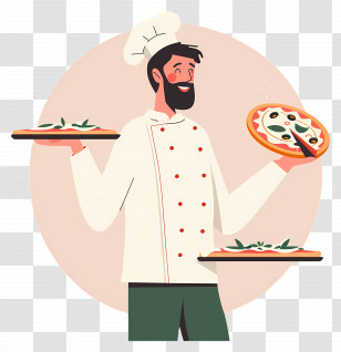 Pizza Chef - Chef Holding Various Dishes Transparent PNG