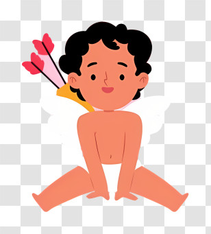 Cartoon Cupid - Black-haired Cupid With Arrows Transparent PNG