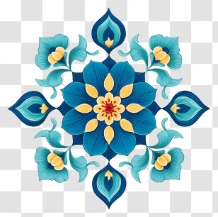 Islamic Flower - Blue Floral Pattern Design Transparent PNG