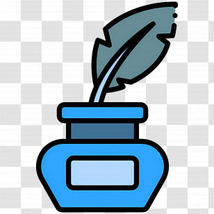 Feather Ink - Ink Bottle With Quill Transparent PNG