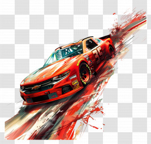 Nascar Day - Red Race Car In Action Transparent PNG
