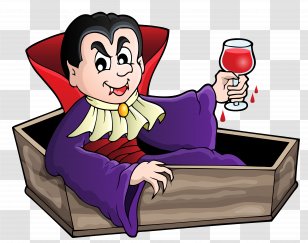 Vampire Illustration - Halloween Film Series - Haunted In Coffin Clipart Transparent PNG