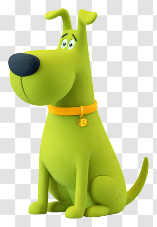 Green Cartoon Dog Sitting - Green Cartoon Dog With Collar Transparent PNG