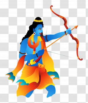 Dussehra - Warrior Archer With Bow And Arrow Illustration Transparent PNG
