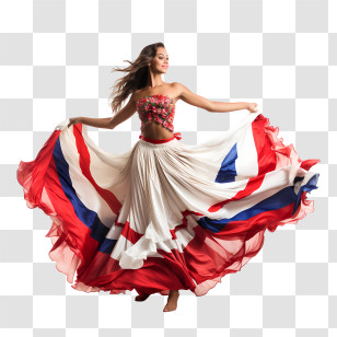 Costa Rica Independence Day - Woman In Red, White, And Blue Dress Transparent PNG