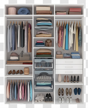 Closet Top View - Organized Closet With Clothes And Shoes Transparent PNG