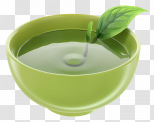 Matcha Green Tea - Green Bowl With Leaf And Water Transparent PNG