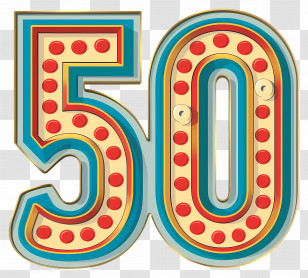 Number 50 - Retro Colorful Number Fifty Transparent PNG