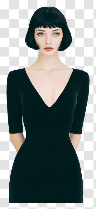 Slender Beautiful Woman - Elegant Woman In Black Dress Transparent PNG