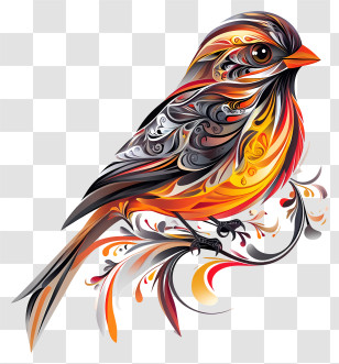Finch - Colorful Artistic Bird Design Transparent PNG
