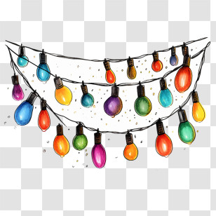 String Lights - Colorful Decorative String Lights Illustration Transparent PNG