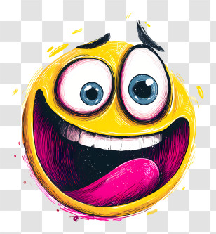 Crazy Emoji - Excited Happy Emoji Illustration Transparent PNG