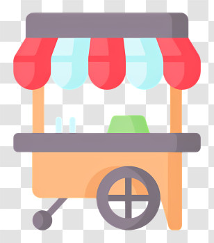 Food Cart Logo - Colorful Food Cart With Striped Awning Transparent PNG