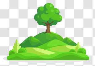 Green Hill - Green Hill With Tree Transparent PNG