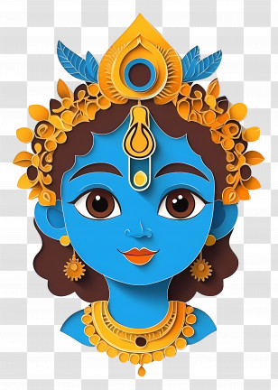 Baby Krishna - Artistic Representation Of A Blue Deity Transparent PNG