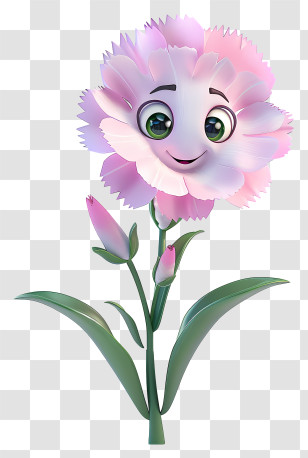 3d Cartoon Flowers - Smiling Animated Flower Cartoon Transparent PNG