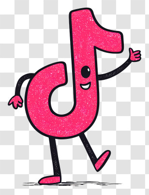 Doodle Tiktok Logo - Pink Cartoon Character Transparent PNG