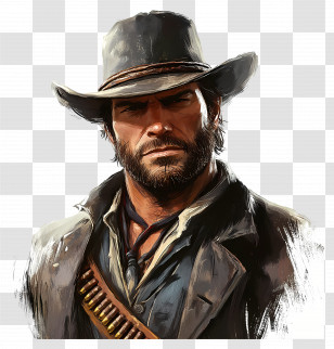 Red Dead Redemption 2 - Rugged Cowboy Character With Hat Transparent PNG