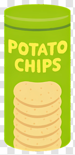 Potato Chips - Illustration Of Potato Chips In A Green Container Transparent PNG