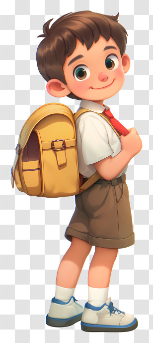Boy Student - Cute Schoolboy With Red Backpack Transparent PNG
