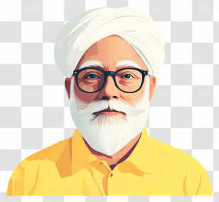 Indian Politician - Illustration Of An Elderly Man Transparent PNG