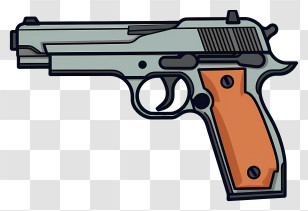 Pistol - Cartoon Gun Illustration With Brown Handle Transparent PNG