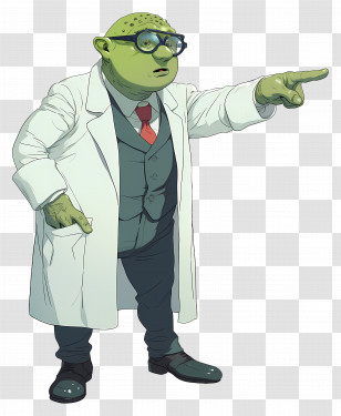 Balding Scientist - Green Scientist Frog Illustration In Lab Coat Transparent PNG