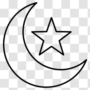 Star And Crescent - Minimalist Crescent Moon And Star Symbol Transparent PNG