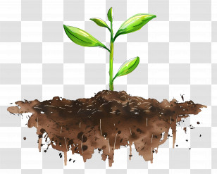 Fertile Soil - Seedling Plant Growing In Soil Transparent PNG