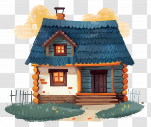 Log Cabin House - Charming Small Doodle House Transparent PNG