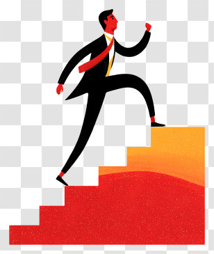 Climbing Stairs To Success - Businessman Climbing Stairs Transparent PNG