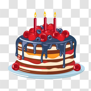 Birthday Cake - Layered Birthday Cake With Candles Transparent PNG