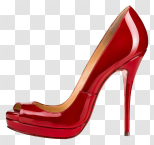 Red High Heeled Pump - Red High-Heeled Shoe For Elegant Occasions Transparent PNG
