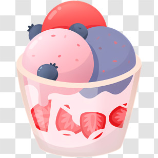 Icon - Delicious Ice Cream Cup With Fruits And Berries Transparent PNG