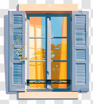Window - Sunny Window With Blue Shutters Transparent PNG