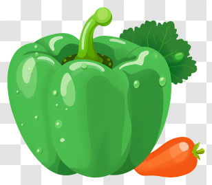 Green Pepper - Fresh Green Bell Pepper With Carrot Illustration Transparent PNG
