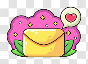 Mail - Yellow Envelope With Heart Transparent PNG