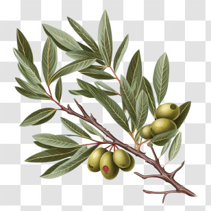Olive Twig
 - Detailed Olive Tree Branch With Fruits And Leaves Transparent PNG