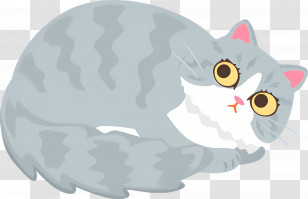 Cartoon Cat - Fluffy Gray Cat Illustration Transparent PNG