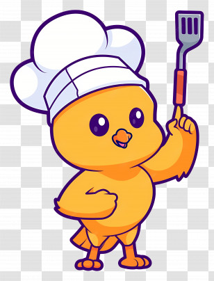Chicken Cartoon - Cartoon Chick Chef Holding A Spatula Transparent PNG