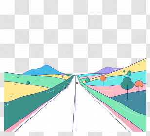 Highway Landscape - Colorful Road In Scenic Landscape Transparent PNG
